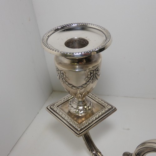 4156 - An Elizabeth 2nd very ornate embossed silver five branch candelabra with a square tapered column & s... 