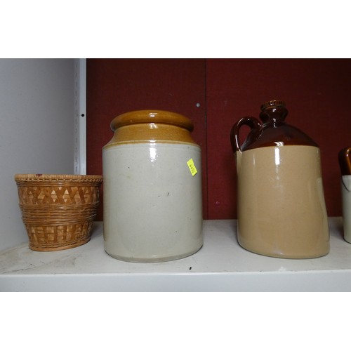 4019 - A quantity of vintage and other stoneware bottles and jars (one shelf)