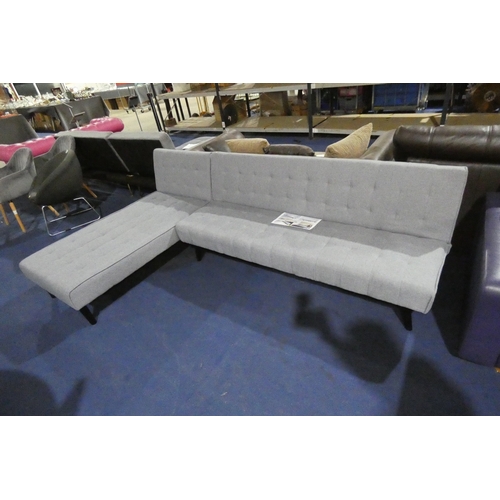 3700 - A grey upholstered L shaped sofa bed