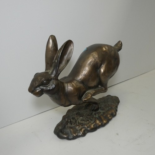 4039 - A studio pottery hare sculpture with unidentified signature underneath (see photographs) approx 18cm... 