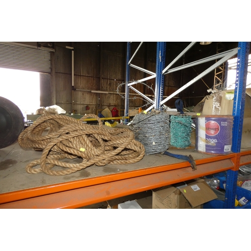 1 x roll of baler twine, 2 x part rolls of barbed wire and 1 x length ...
