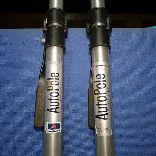 2 x Manfrotto adjustable height aluminum Auto Poles each approx 210cm ...