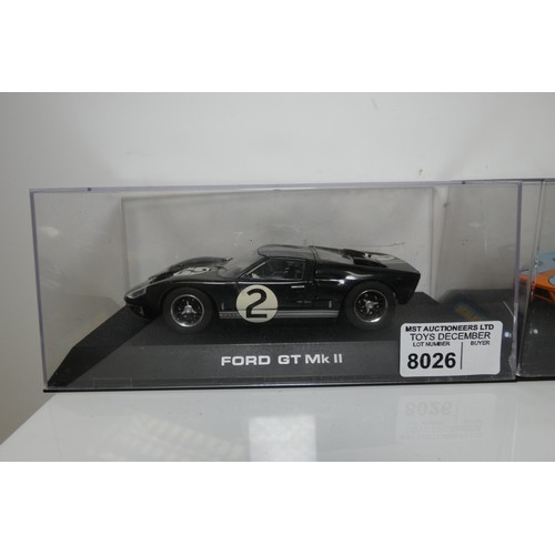 8026 - 2 x Scalextric slot cars - 1 x Ford GT Mk2 and 1 x Ford GT40 1969 C2404