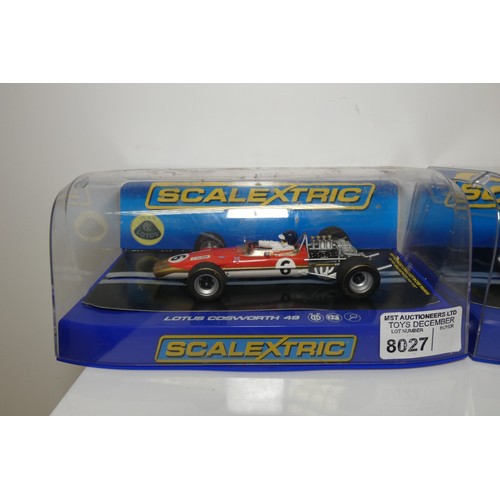 8027 - 2 x Scalextric slot cars - 1 x Lotus Cosworth 49 C3311 and 1 x Eagle Gurney-Westlake C3102