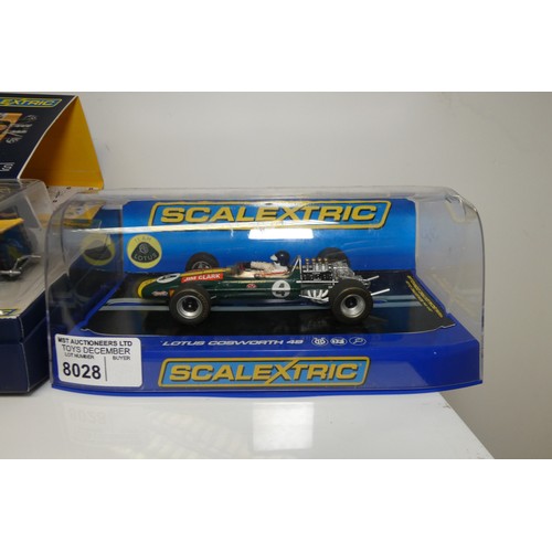 8028 - 2 x Scalextric slot cars - 1 x McLaren M7C Limited to 5000 edition C3698a and 1 x Lotus Cosworth 196... 