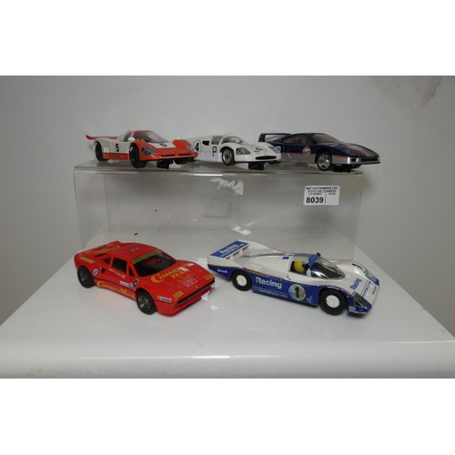 8039 - 4 x Scalextric slot cars - 1 x Jaguar Le Mans, 1 x Chaparral 2F, 1 x Ferrari F40, 1 x Porsche 962 an... 