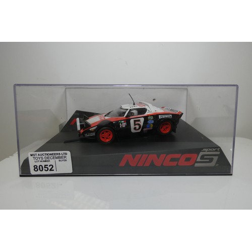 8052 - 2 x Ninco slot cars - 1 x Lancia Stratos Pirelli 50622 and 1 x Toyota Corolla