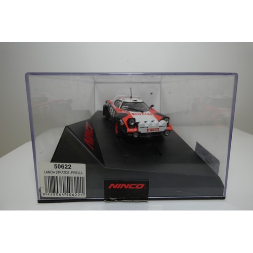 8052 - 2 x Ninco slot cars - 1 x Lancia Stratos Pirelli 50622 and 1 x Toyota Corolla