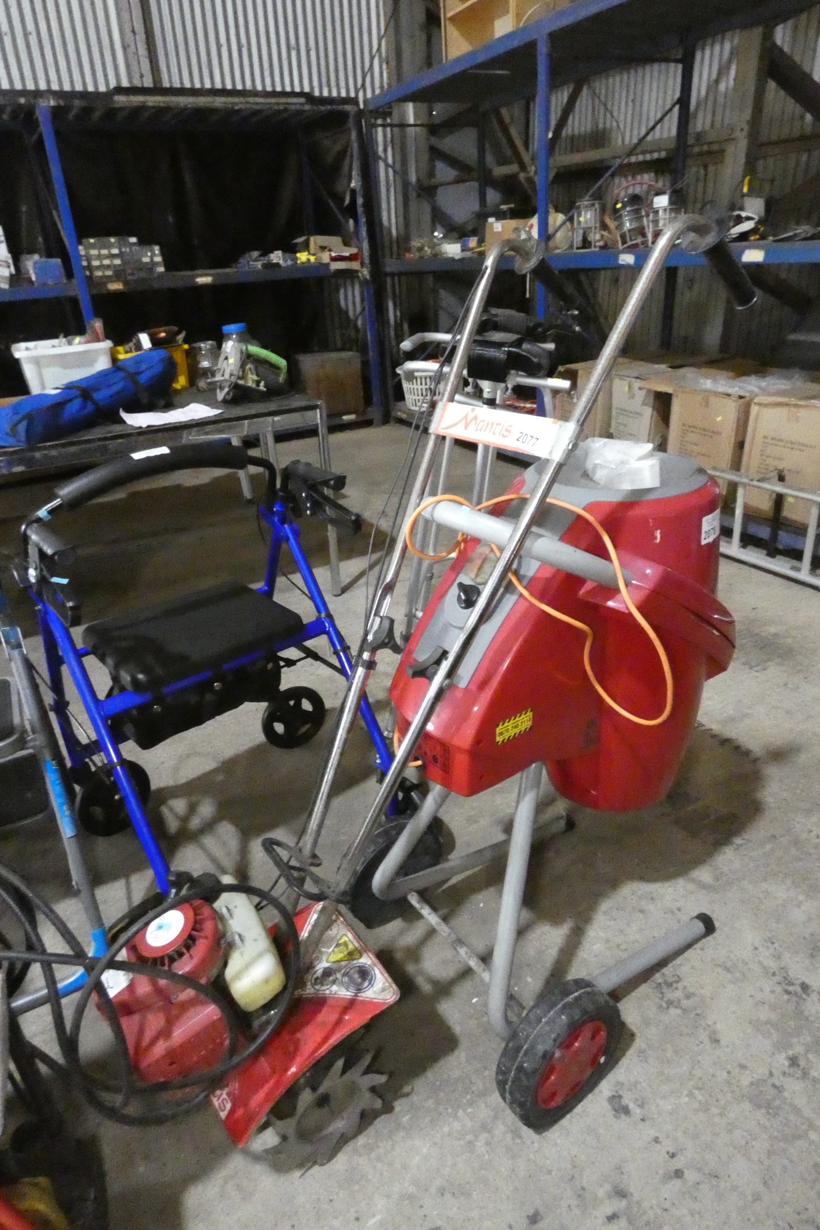 1 x Mantis rotavator with a pull start petrol engine