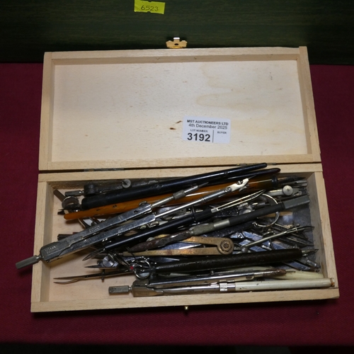 A small collection of vintage drawing instruments, pens and pencils etc