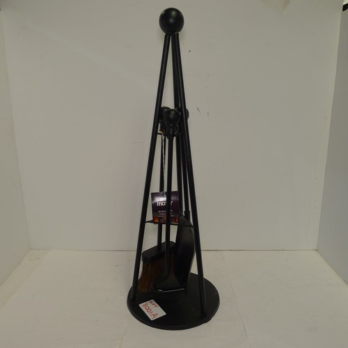3001A - A Manor Teepee black metal three piece fireside companion set approx 66cm high (unsued) and a Hanah ... 