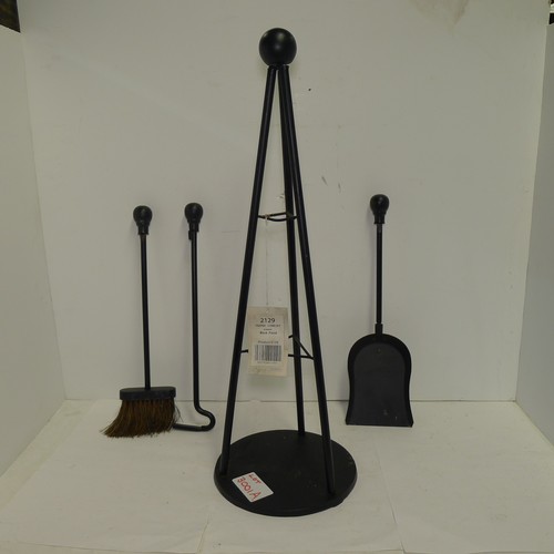 3001A - A Manor Teepee black metal three piece fireside companion set approx 66cm high (unsued) and a Hanah ... 