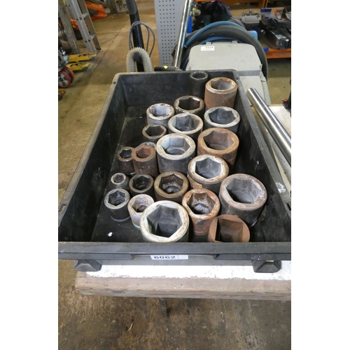 6062 - 1 box containing a quantity of large impact sockets