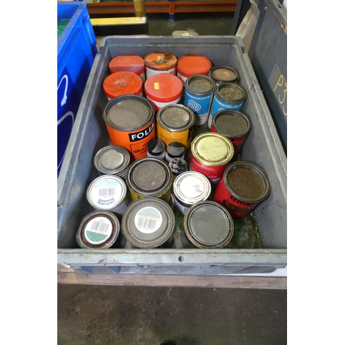 6084 - 1 box containing a quantity of various work shop consumables - oil and grease