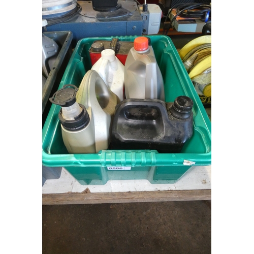 6086 - 1 box containing a quantity of various workshop oils