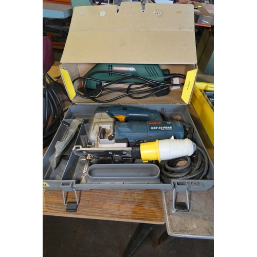 6091 - 1 x Bosch GST85 PBAE  jigsaw 110v and 1 x Bosch PDA120E  Delta sander 240v