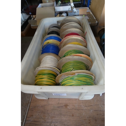 6097 - 1 box containing a quantity of various part reels of electric wire