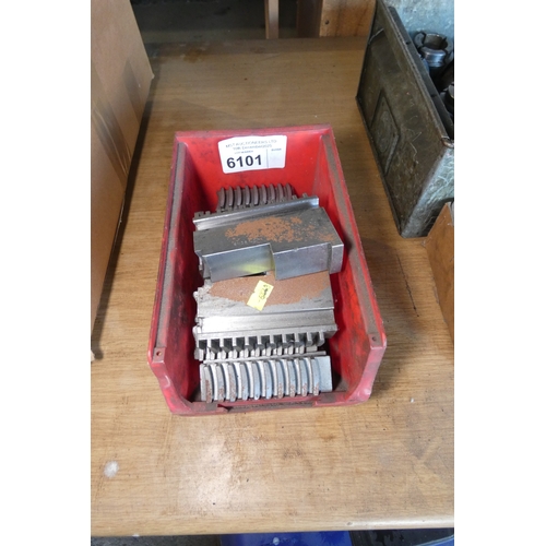 6101 - 1 box containing a quantity of jaws to fit lathe chucks