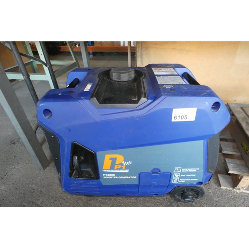 6105 - 1 x Hyundai P4000i petrol engine inverter generator output region of 3.8 / 4 kva 240v. Tested runnin... 