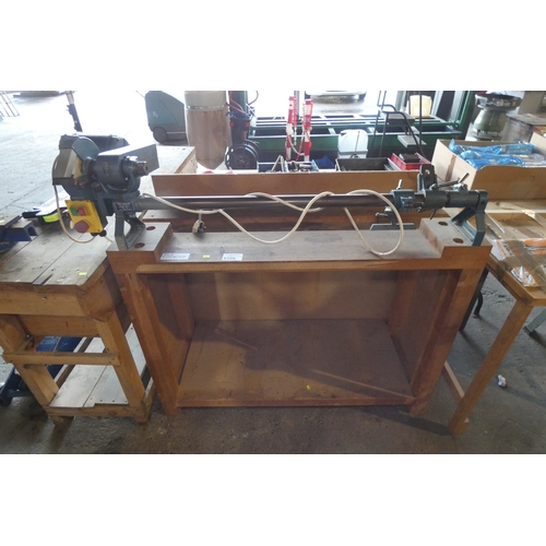 6109 - 1 x Coronet Minor wood turning lathe 240v mounted on a wooden bench. This lathe is also fitted with ... 