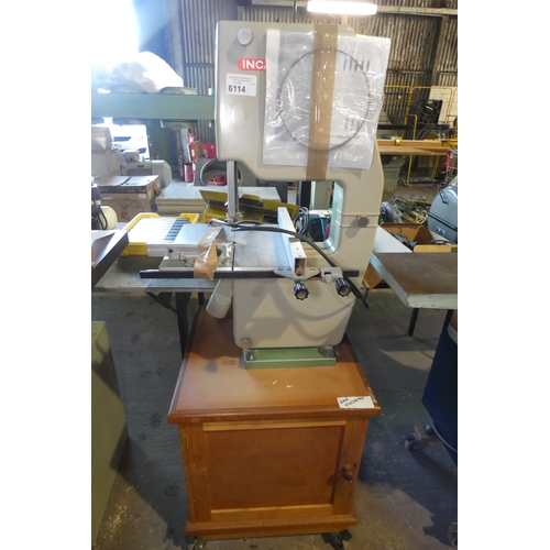 6114 - 1 x Inca bandsaw 240v fitted to a wheeled wooden cabinet
Working When Tested
