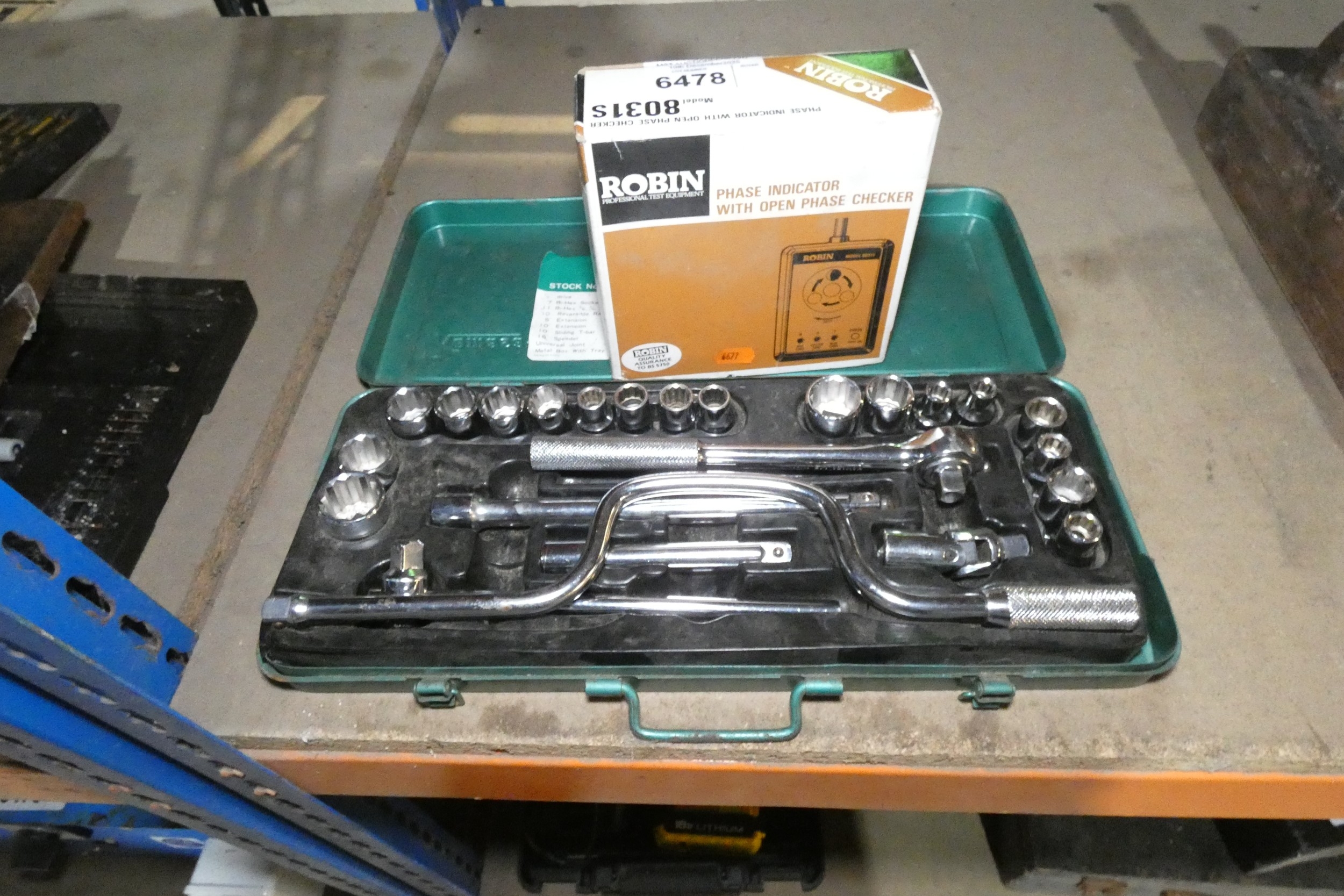 1 x Kamasa socket set and 1 x Robin phase indicator