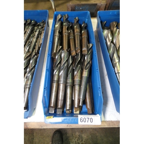 6070 - 1 box containing a quantity of various taper shank drill bits