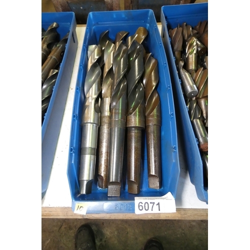 6071 - 1 box containing a quantity of various taper shank drill bits