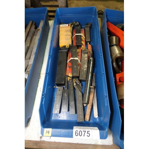 6075 - 1 box containing a quantity of various metal turning tools