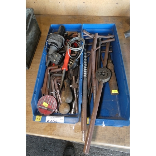 6103 - 1 x blue plastic box containing a quantity of various engineering related items and 1 x blue plastic... 