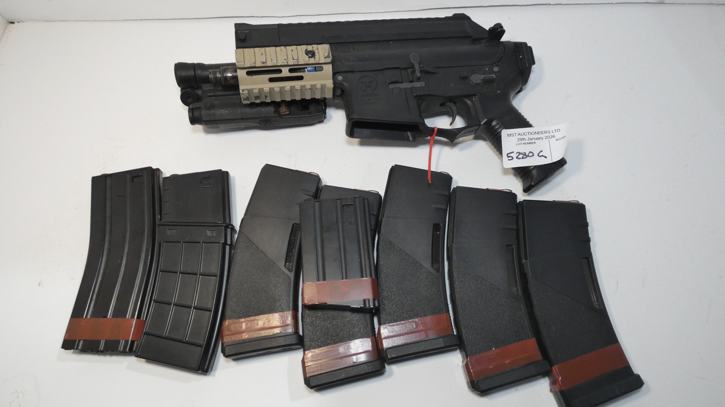 Ares Amoeba M-4 style airsoft replica rifle with x 8 magazines. Note ...