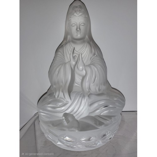 7189A - A Lalique France 594 Kuan Yin figure, approximately 29cms tall, engraved on Base 