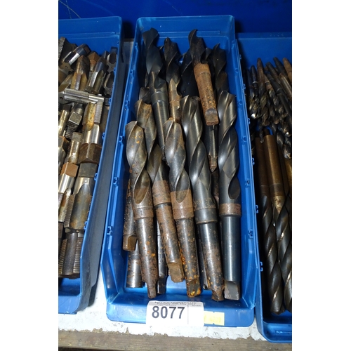 8077 - 1 Box containing a quantity of various taper shank drill bits