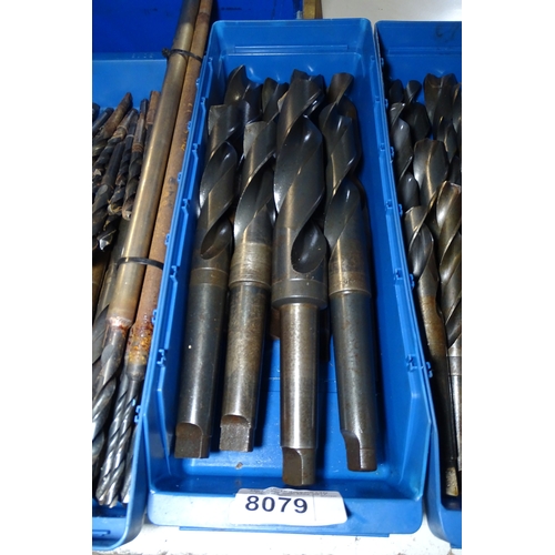 8079 - 1 Box containing a quantity of various tapered shank drill bits