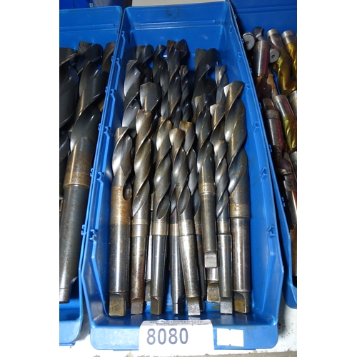 8080 - 1 Box containing a quantity of various tapered shank drill bits