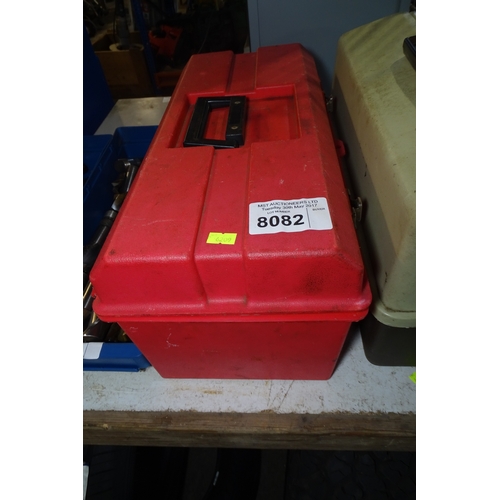 8082 - 1 x Red tool box containing a quantity of various hand tools