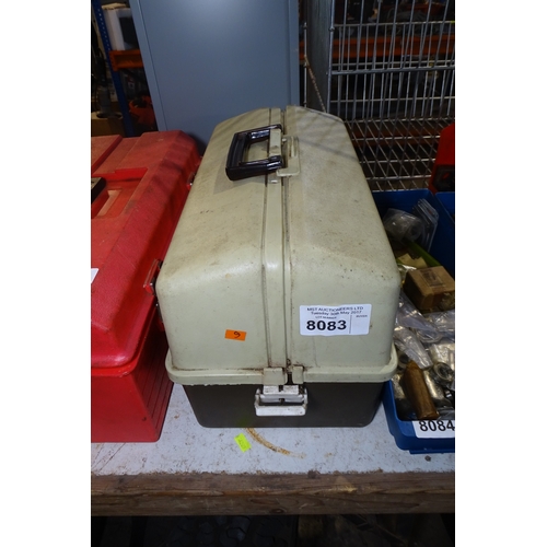 8083 - 1 x Brown tool box containing a quantity of various screws and other fixings