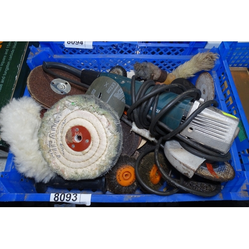 8093 - 1 x 240v Grinder by Black and Decker and a quantity of various pads - Contents of 1 crate... 