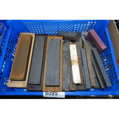 8095 - 1 Box containing a quantity of various sharpening stones