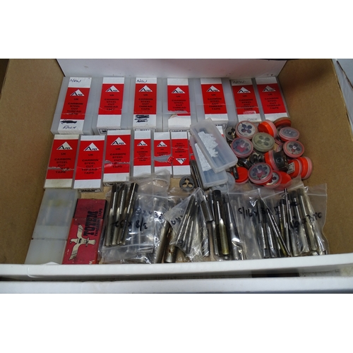 8099 - 1 Box containing a quantity of various Apex taps and dies
