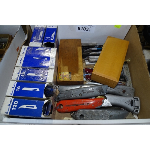 8103 - 1 Box containing a quantity of various knives and scalpel blades