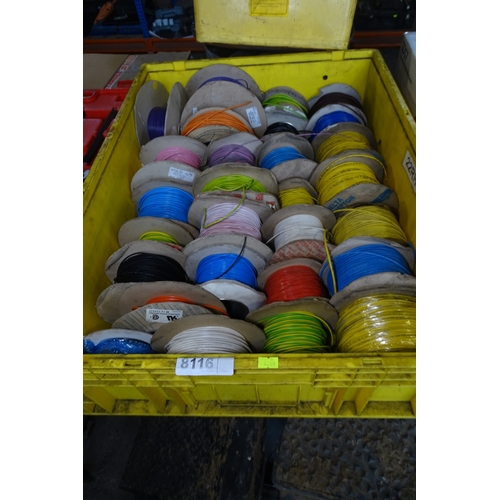 8116 - 1 Box containing a quantity of various rolls of cable/wire