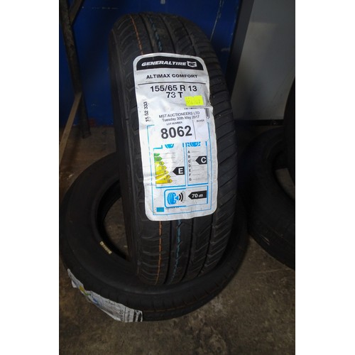 8062 - 2 x unused GeneralTire Altimax Comfort tyres both size 155/65 R13 73T