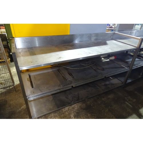 1 x Stainless steel wheeled workbench with 3 x pull out shelves approx ...