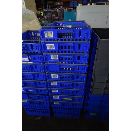 9 x Blue plastic stacking crates