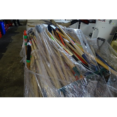 8060 - A large quantity of hand tools to include hoes, rakes and 4 prong forks etc - Contents of 1 pallet