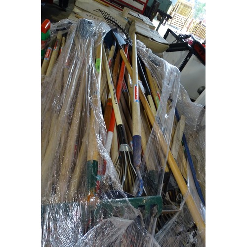 8060 - A large quantity of hand tools to include hoes, rakes and 4 prong forks etc - Contents of 1 pallet