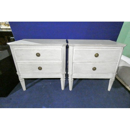 1016 - A pair of 2 drawer Maja Gustavian style bedside chests, each approx 65cm w x 46cm d x 75cm h