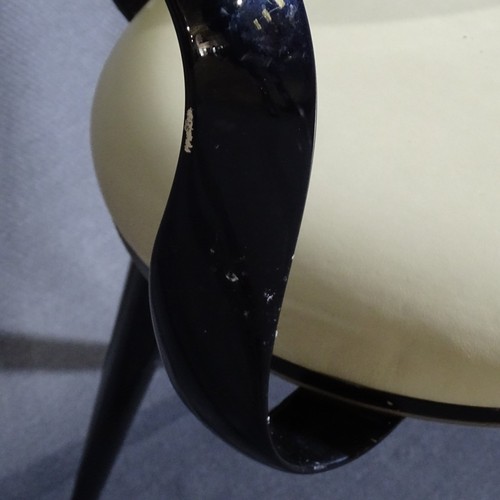 1053 - 1 x Reflex Bastide Chair by Andree Putman with gloss black lacquered wood and cream leather upholste... 