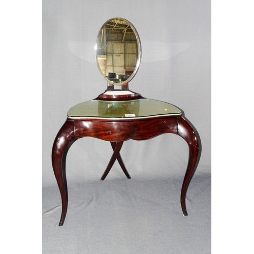 1128 - 1 x Christopher Guy 'Vanity Fair' dark wood dressing table with a glass top and oval mirror approx 9... 